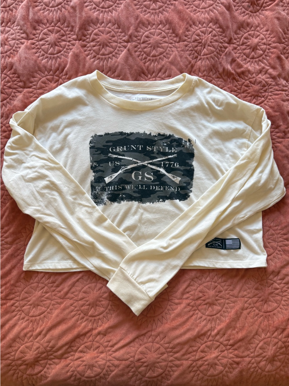 Grunt Style Cream Tee with Black & White Patch